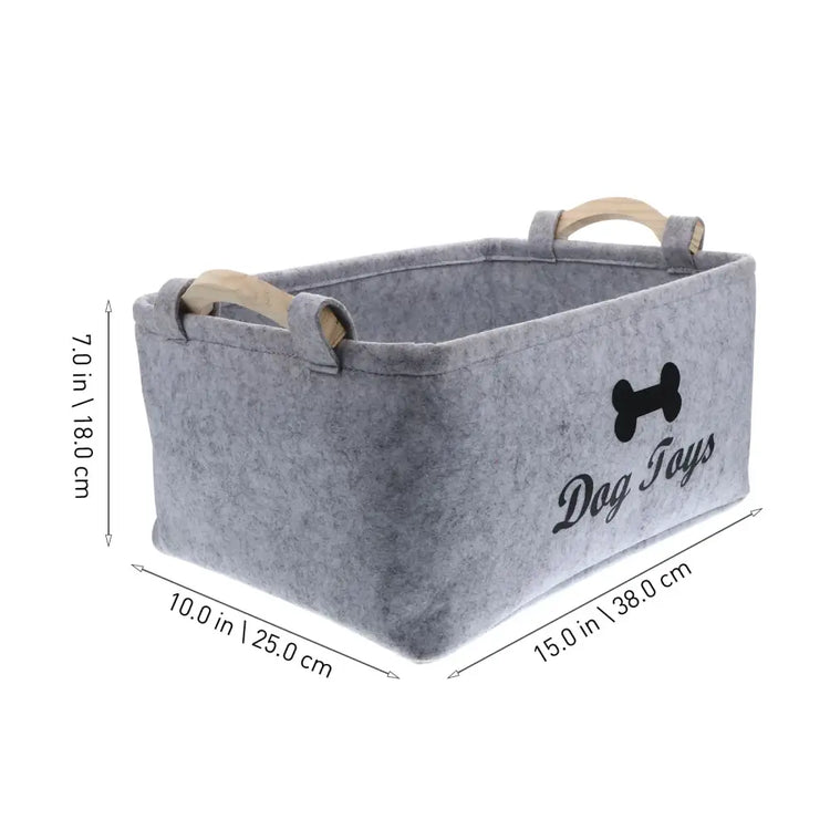 Felt Pet Toy Storage Basket - grey