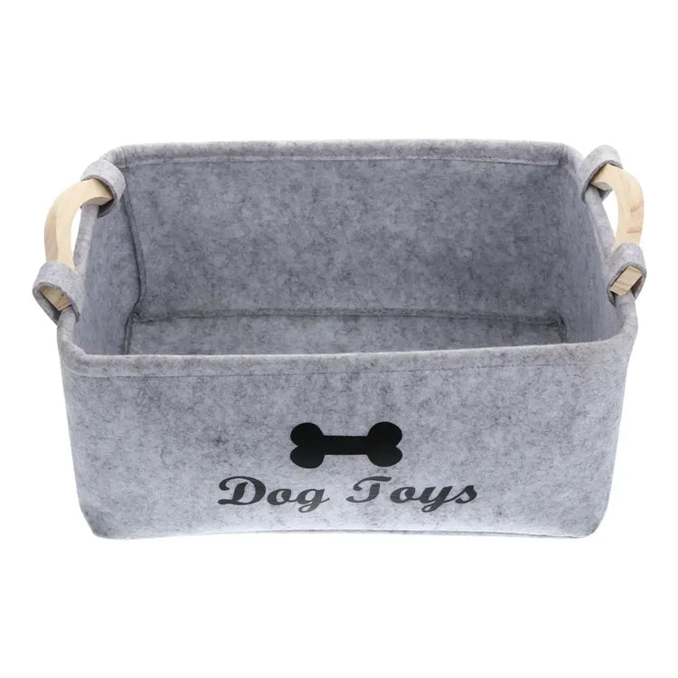 Felt Pet Toy Storage Basket - grey