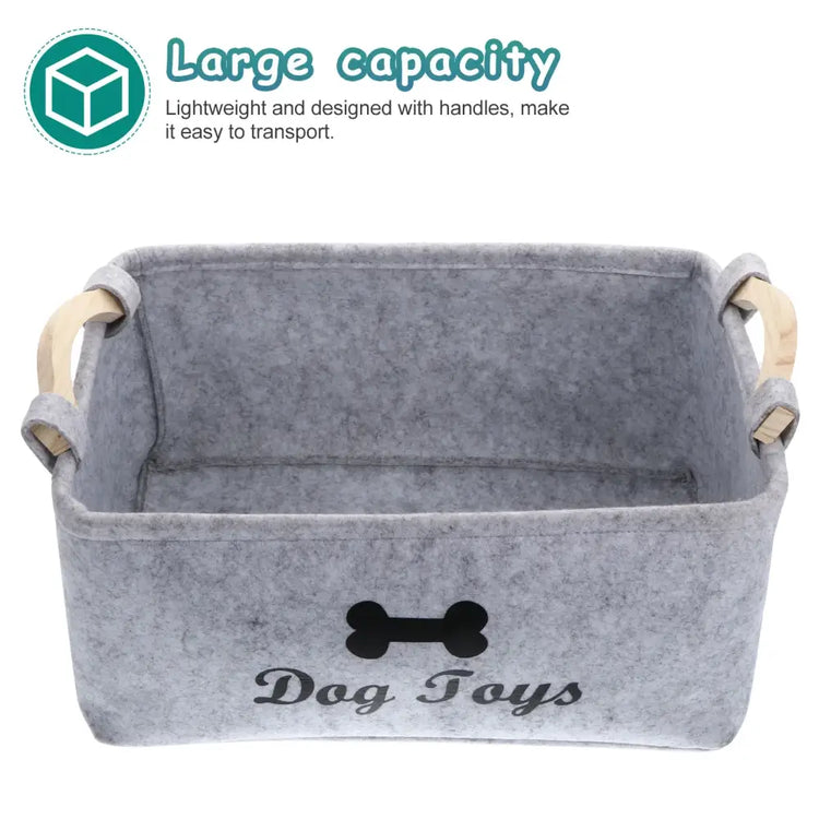 Felt Pet Toy Storage Basket - grey