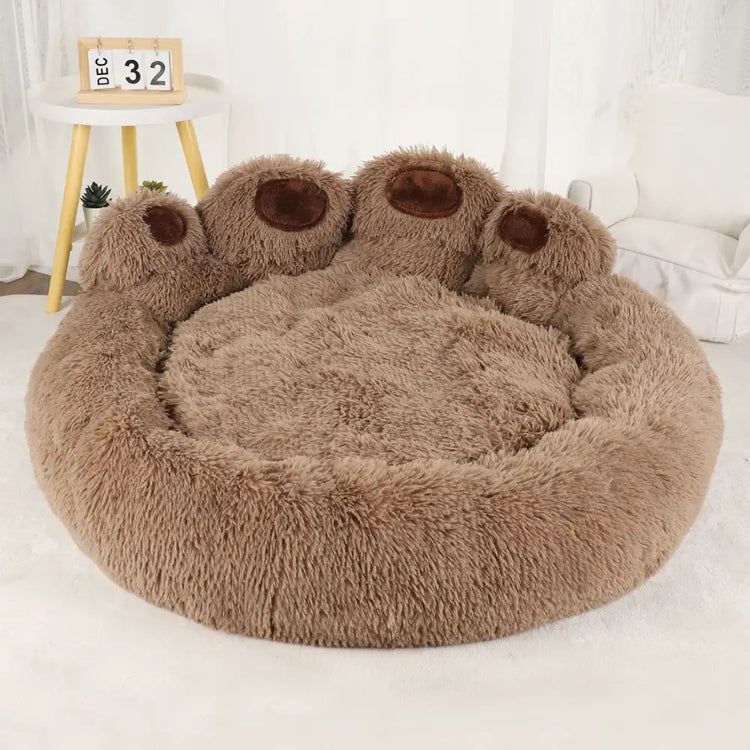Fluffy Dog Bed – Large & Small Pet Sofa Kennel Mat for Dogs & Cats - Coffee / M 60cm