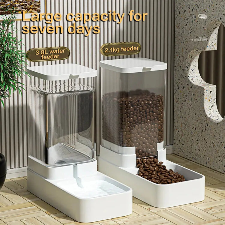 Gravity Cat & Dog Feeder and Water Dispenser Set - pet feeder