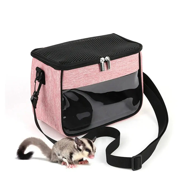Hamster Carrier Bag Portable Guinea Pig Travel Case with Detachable Strap Outdoor Breathable Carriers for Small Animals