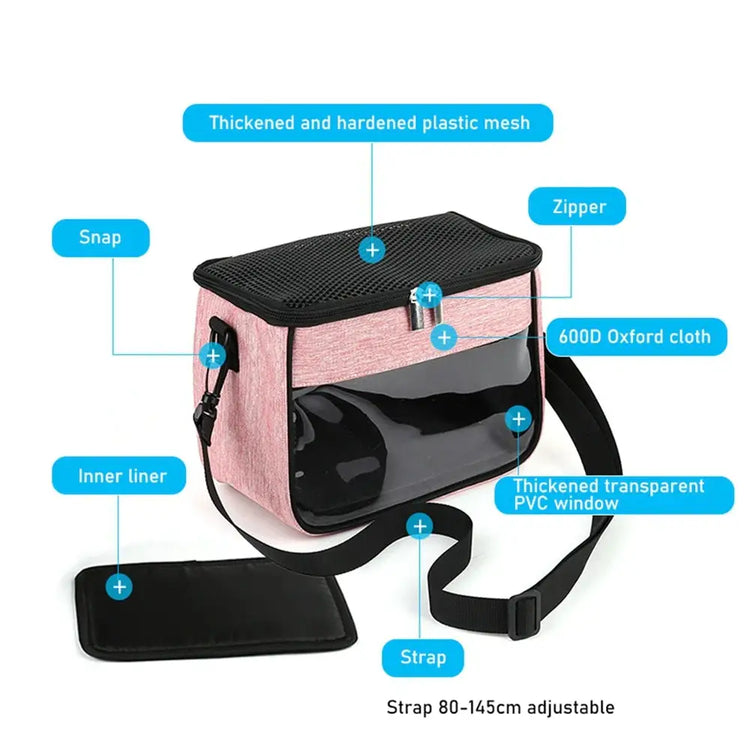 Hamster Carrier Bag Portable Guinea Pig Travel Case with Detachable Strap Outdoor Breathable Carriers for Small Animals