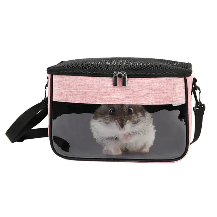Hamster Carrier Bag Portable Guinea Pig Travel Case with Detachable Strap Outdoor Breathable Carriers for Small Animals