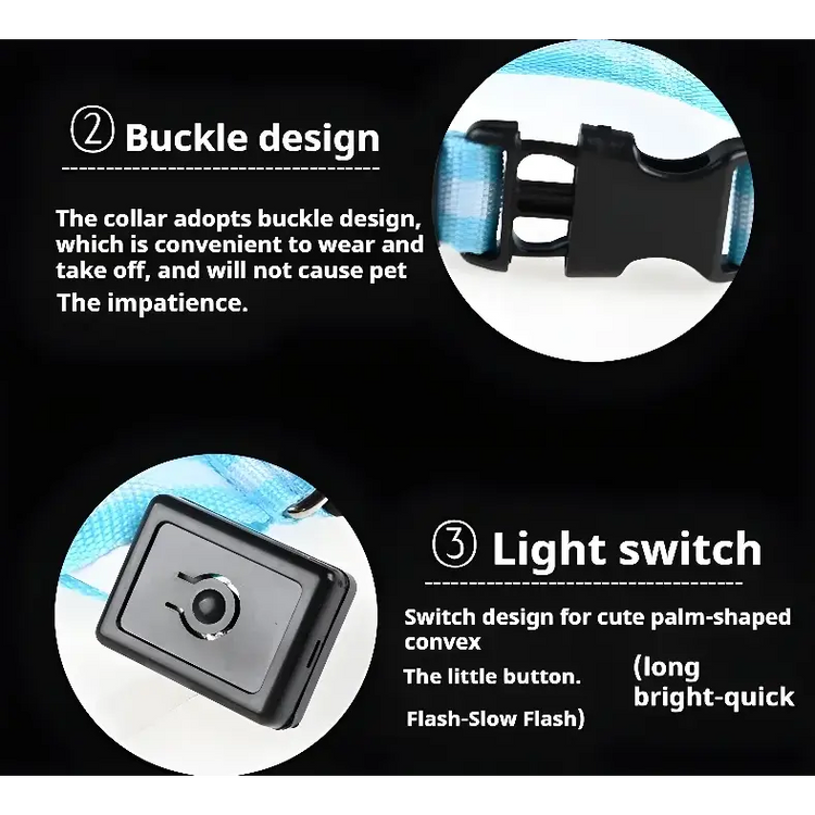 LED Nylon Dog Collar – Glow in the Dark - pet collar