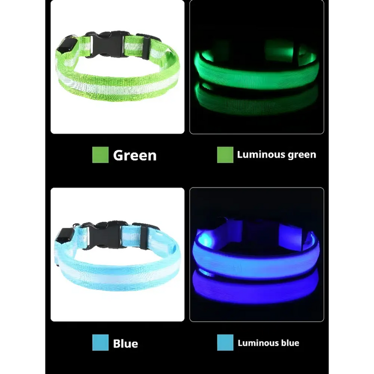 LED Nylon Dog Collar – Glow in the Dark - pet collar