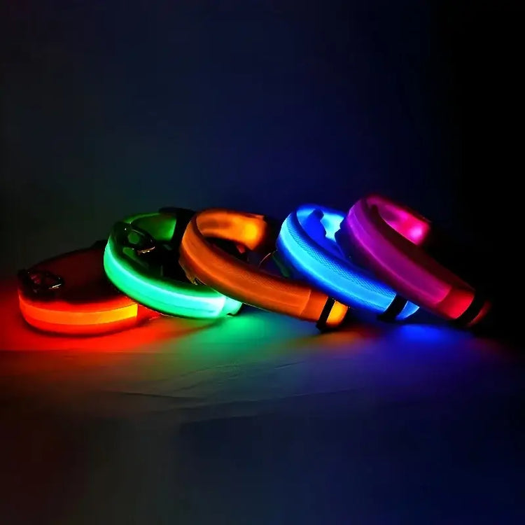 LED Nylon Dog Collar – Glow in the Dark - pet collar