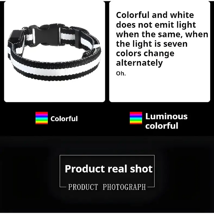 LED Nylon Dog Collar – Glow in the Dark - pet collar
