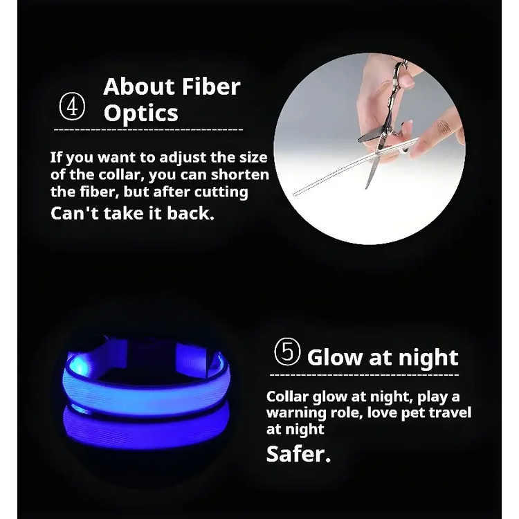 LED Nylon Dog Collar – Glow in the Dark - pet collar