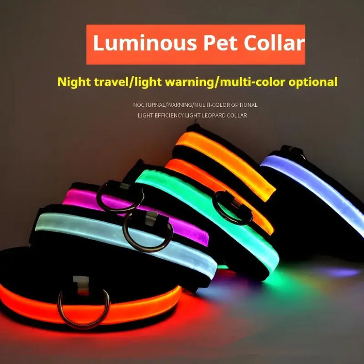 LED Nylon Dog Collar – Glow in the Dark - pet collar
