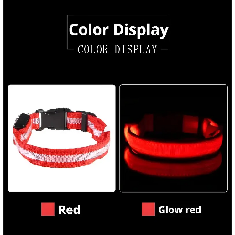 LED Nylon Dog Collar – Glow in the Dark - pet collar