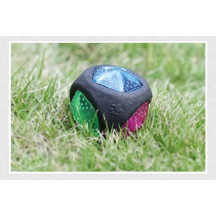 Pet Rubber Bouncing Toy Dog Chew Toy Light up Ball Squeaky Toy Bite Resistant Irregular Shape Toy