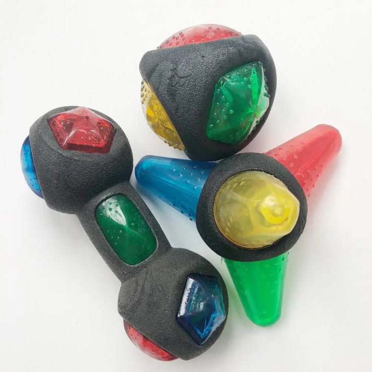 Pet Rubber Bouncing Toy Dog Chew Toy Light up Ball Squeaky Toy Bite Resistant Irregular Shape Toy