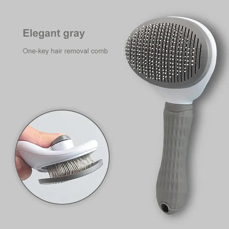 Long Hair Pet Grooming & Hair Remover Brush - Grey - pet brush