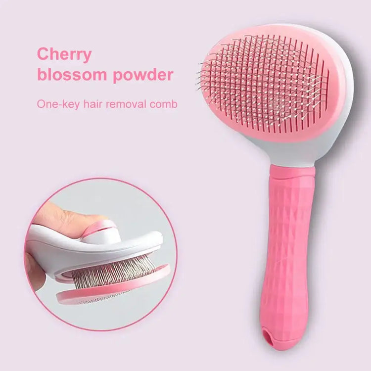 Long Hair Pet Grooming & Hair Remover Brush - Pink - pet brush