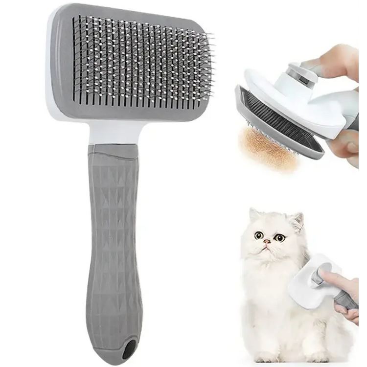 Long Hair Pet Grooming & Hair Remover Brush - Square Grey - pet brush