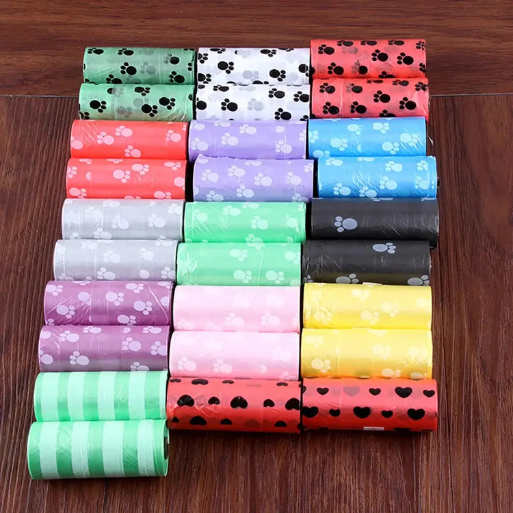 Pet Poop Bag Solid Color Printed Pet Garbage Bag Clean Poop Bag Dog Walking Portable Poop Bag For Dogs Litter