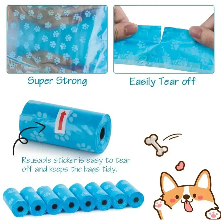 Pet Poop Bag Solid Color Printed Pet Garbage Bag Clean Poop Bag Dog Walking Portable Poop Bag For Dogs Litter