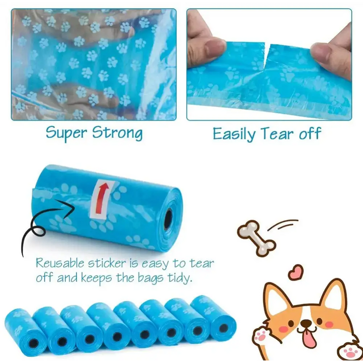 Pet Poop Bag Solid Color Printed Pet Garbage Bag Clean Poop Bag Dog Walking Portable Poop Bag For Dogs Litter