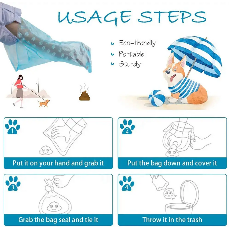 Pet Poop Bag Solid Color Printed Pet Garbage Bag Clean Poop Bag Dog Walking Portable Poop Bag For Dogs Litter