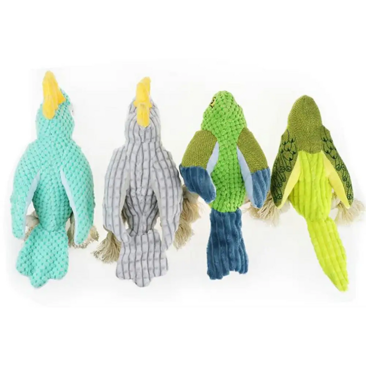 Pet Squeaky Toy Dog Toys Bite Resistant Plush Parrot Shaped Dog Rope Toys Chew Toy with Sound - Green