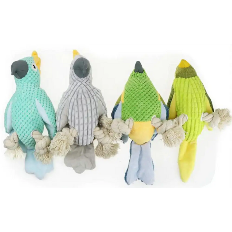 Pet Squeaky Toy Dog Toys Bite Resistant Plush Parrot Shaped Dog Rope Toys Chew Toy with Sound - Green