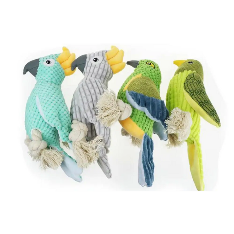Pet Squeaky Toy Dog Toys Bite Resistant Plush Parrot Shaped Dog Rope Toys Chew Toy with Sound - Green