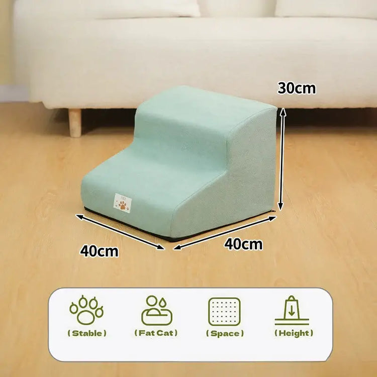 Pet Stairs & Ramp – Memory Foam Washable Cover - Blue-2 - Pet stairs
