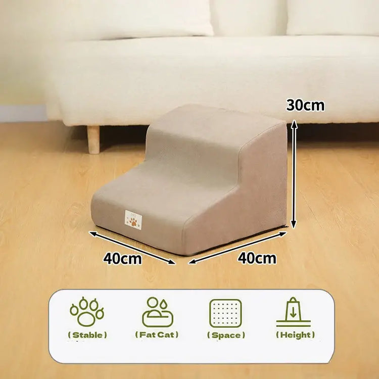 Pet Stairs & Ramp – Memory Foam Washable Cover - khaki-2 - Pet stairs