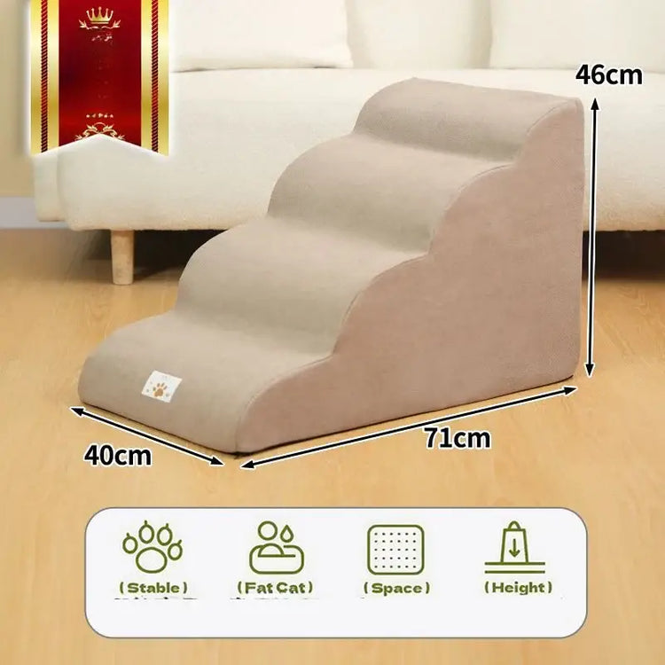 Pet Stairs & Ramp – Memory Foam Washable Cover - khaki-4 - Pet stairs