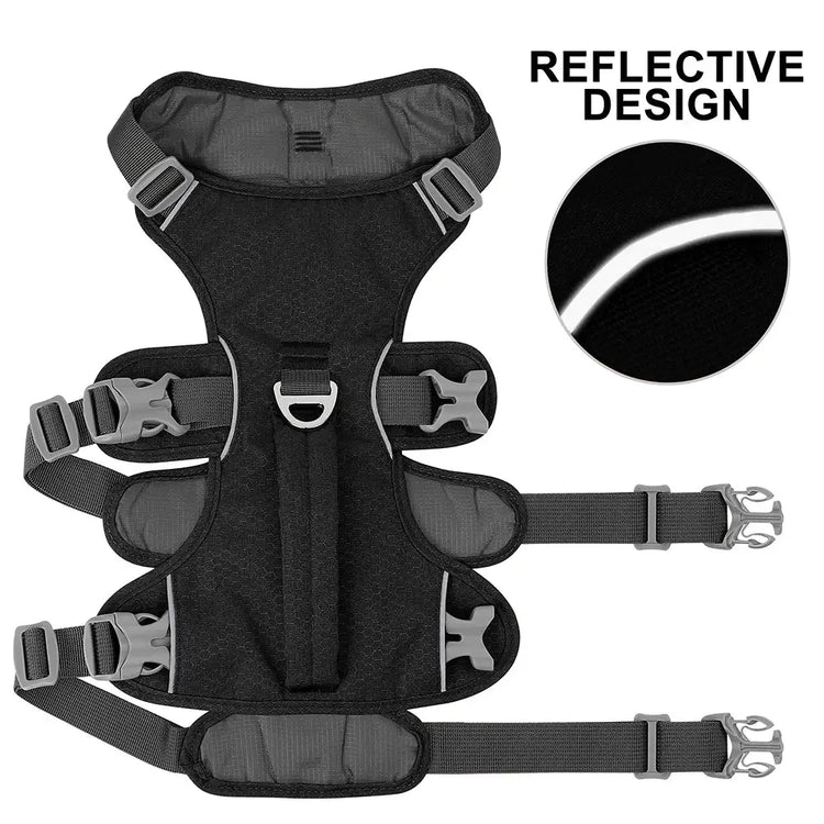 Reflective Nylon Dog Harness with Handle - dog harness