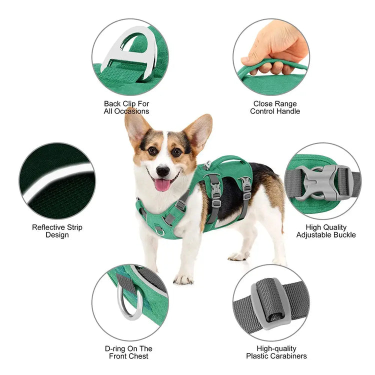 Reflective Nylon Dog Harness with Handle - dog harness