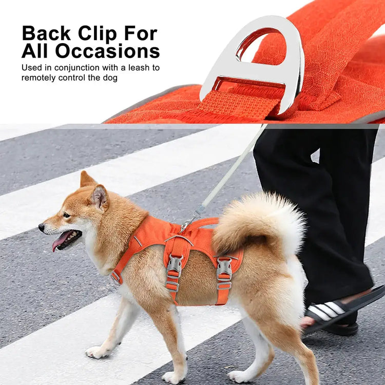 Reflective Nylon Dog Harness with Handle - dog harness