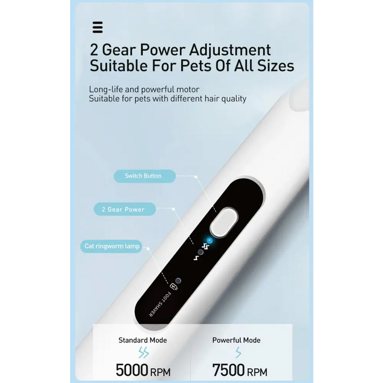 ROJECO Pet Hair Trimmer with LED Light - White / CHINA - dog hair trimmer