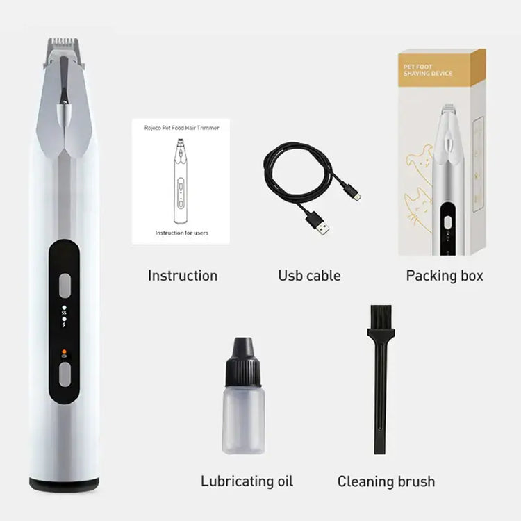 ROJECO Pet Hair Trimmer with LED Light - White / CHINA - dog hair trimmer