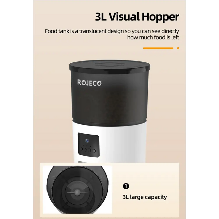 ROJECO Smart Feeder with Camera & Voice Control - 3L Camera Version - cat feeder
