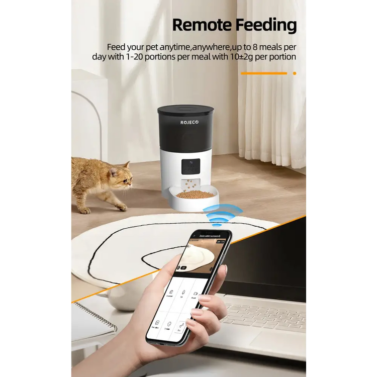 ROJECO Smart Feeder with Camera & Voice Control - 3L Camera Version - cat feeder