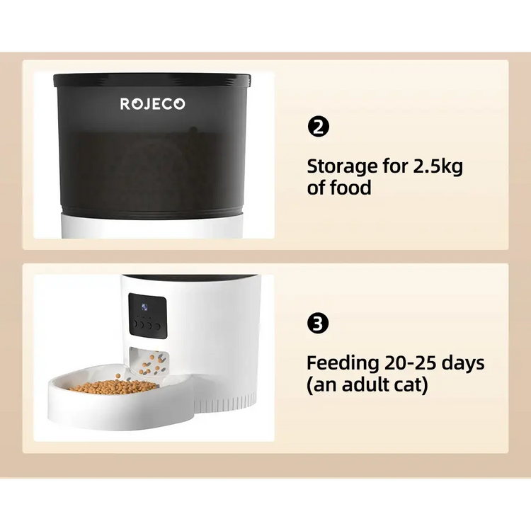 ROJECO Smart Feeder with Camera & Voice Control - 3L Camera Version - cat feeder