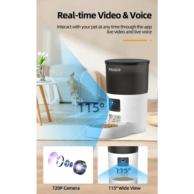 ROJECO Smart Feeder with Camera & Voice Control - 3L Camera Version - cat feeder
