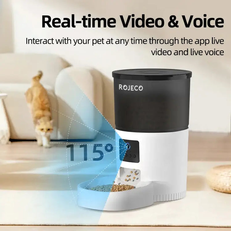 ROJECO Smart Feeder with Camera & Voice Control - 3L Camera Version - cat feeder