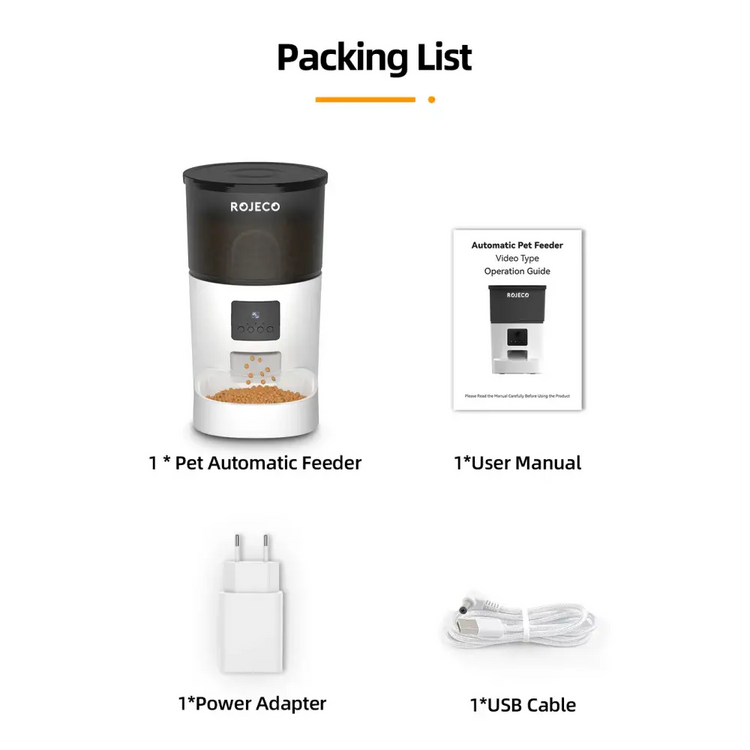 ROJECO Smart Feeder with Camera & Voice Control - 3L Camera Version - cat feeder