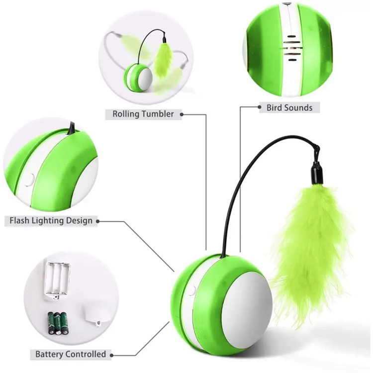 Rolling Pet Toys Interactive 360 Degree Automatic Self Rotating LED Light Sound Cat Chaser Ball Exercise