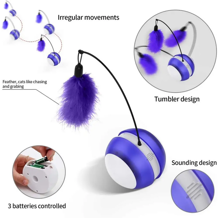 Rolling Pet Toys Interactive 360 Degree Automatic Self Rotating LED Light Sound Cat Chaser Ball Exercise