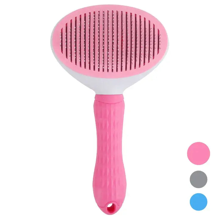 Self-Cleaning Pet Hair Removal Brush - Pink - Pet Hair Remover Brush