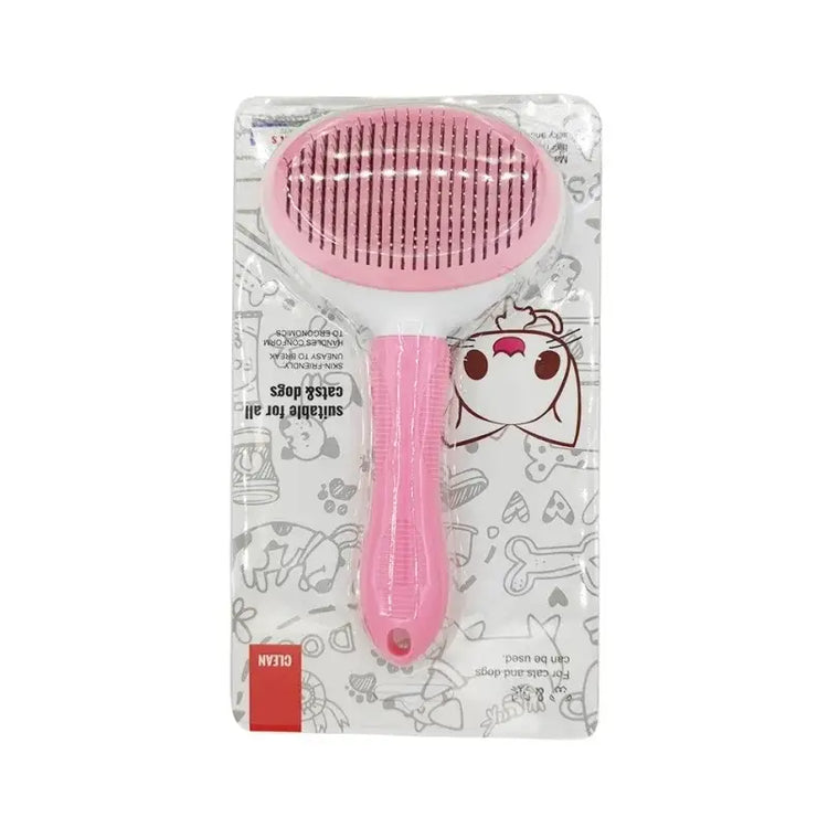 Self-Cleaning Pet Hair Removal Brush - Pink with packaging - Pet Hair Remover Brush