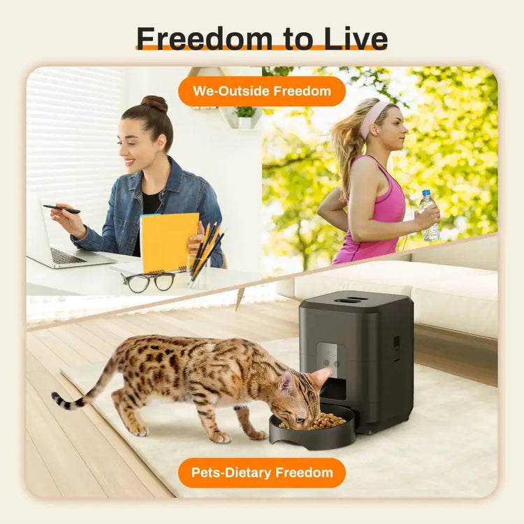 Smart Automatic Pet Feeder with Timer & Bowl - cat feeder