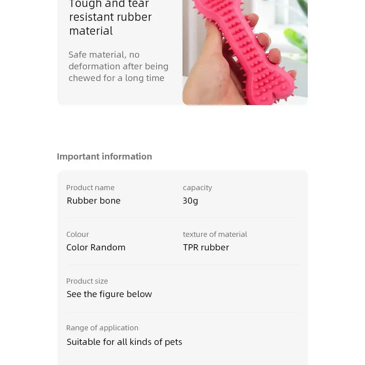 Soft Rubber Dog Chew Toy – Bone Shape & Bite-Resistant - dog toys