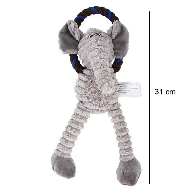 Squeaky Plush Dog Toy – Bite-Resistant & Interactive - Elephant - dog toys
