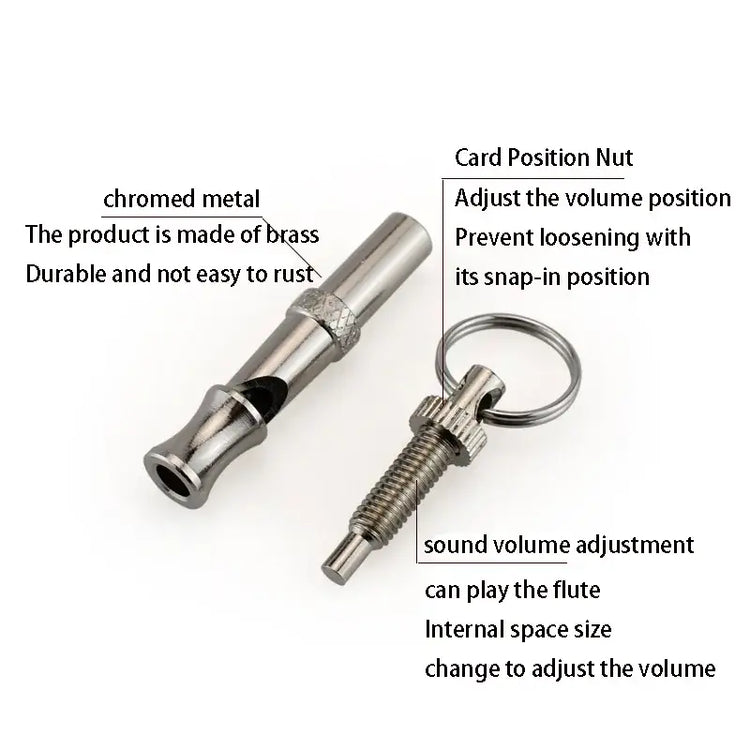Stainless Steel Dog Training Whistle – Adjustable Bark Control - Silver - Pet training whistle