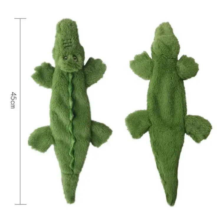 Stuffing-Free Plush Dog Toy – Squeaky & Crinkle Sound - Crocodile - dog toys